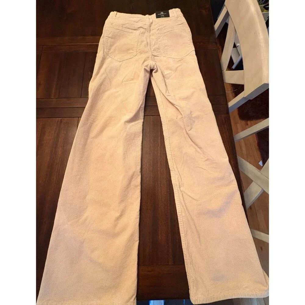 Beige Corduroy Wide Leg Pants For Quirky Fashion Lovers Size 4 - Picture 4 of 11